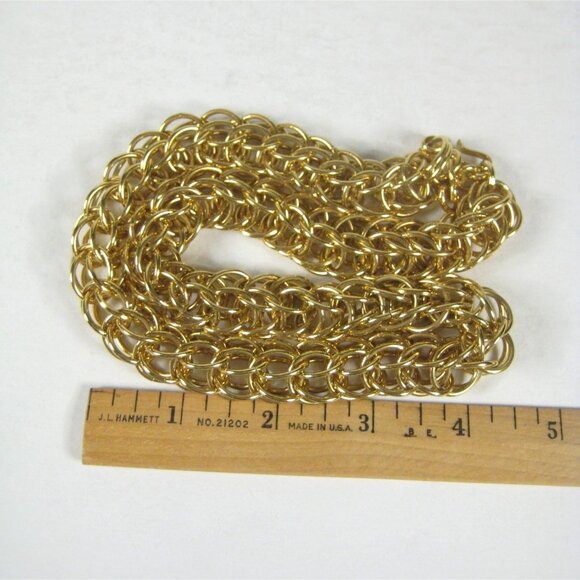 Monet Goldtone Chain Interlocking Necklace 22 In Vintage Statement Massive - Picture 2 of 8